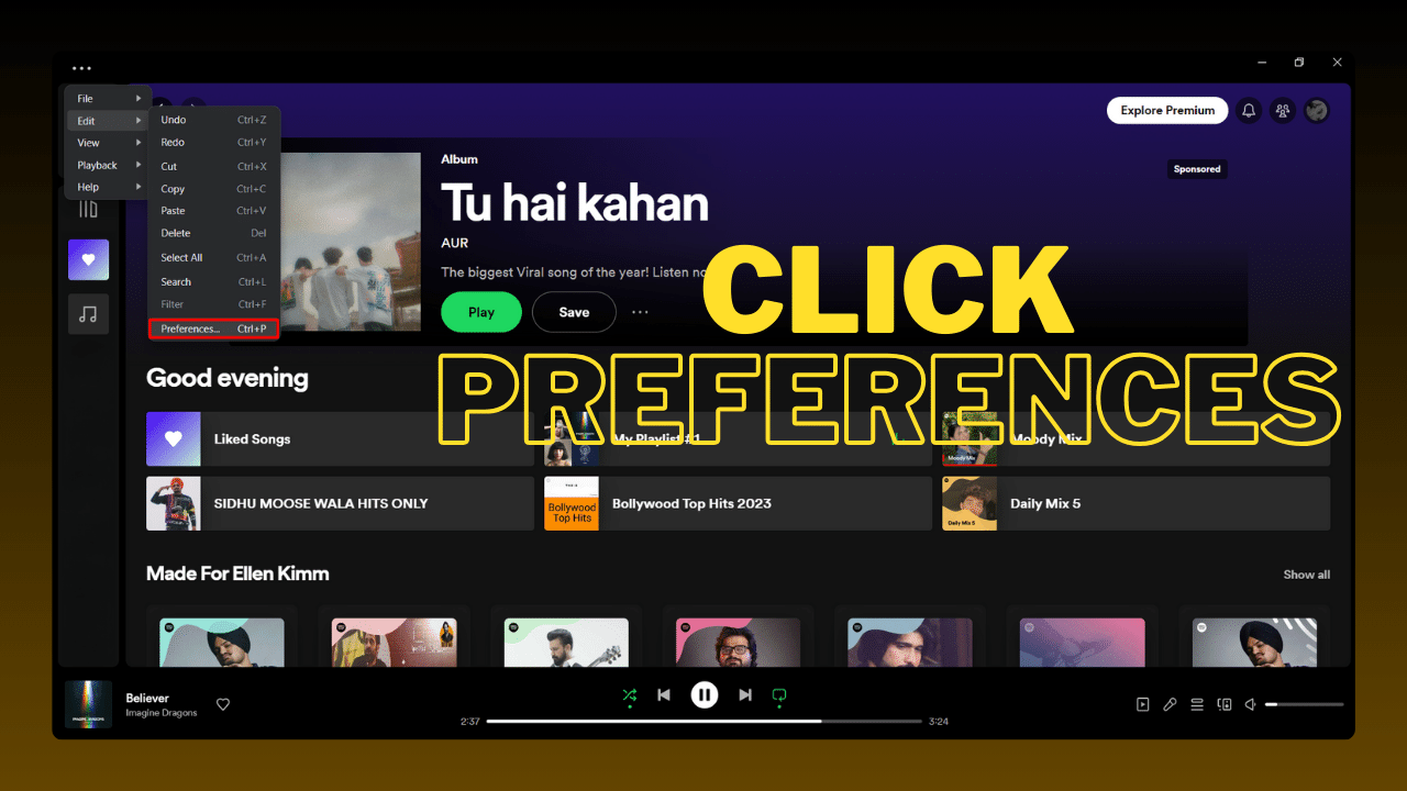 Click Preferences